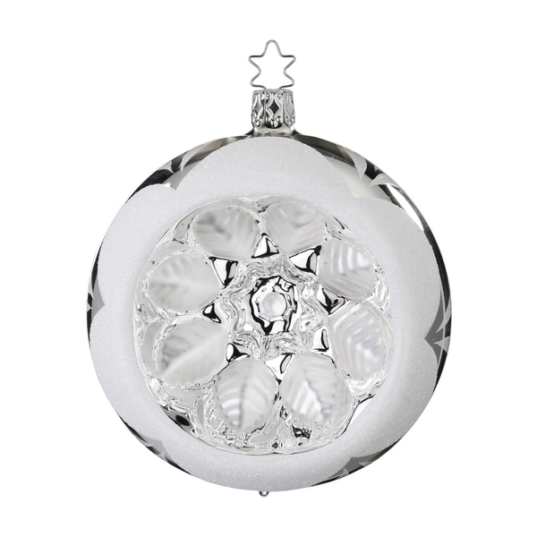 Ornament Reflection, silver, leaf pattern, large, by Inge Glas of Germany