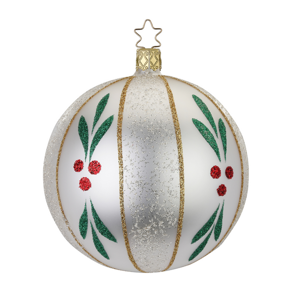 Mistletoe Ornament, White matte, Large by Inge Glas of Germany