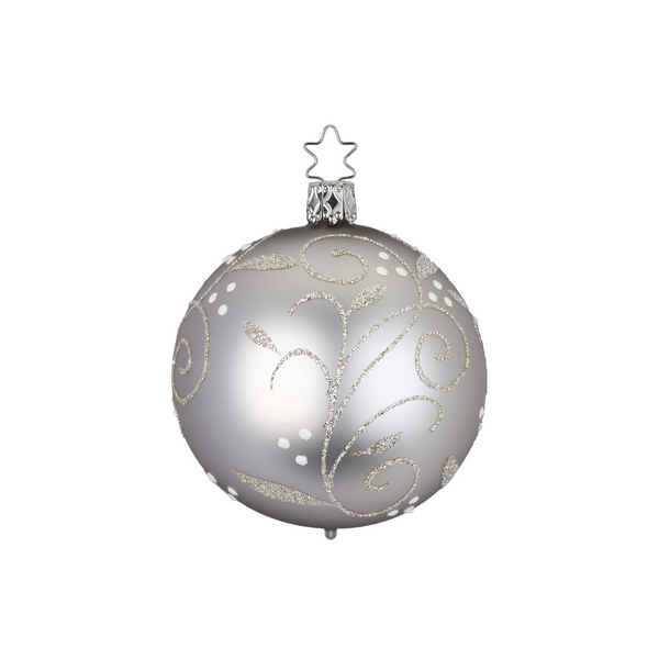 Winter Berries Ball, silver matte, 6cm by Inge Glas of Germany