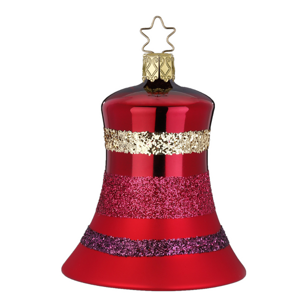 Bell, red matte, gold top stripe by Inge Glas of Germany