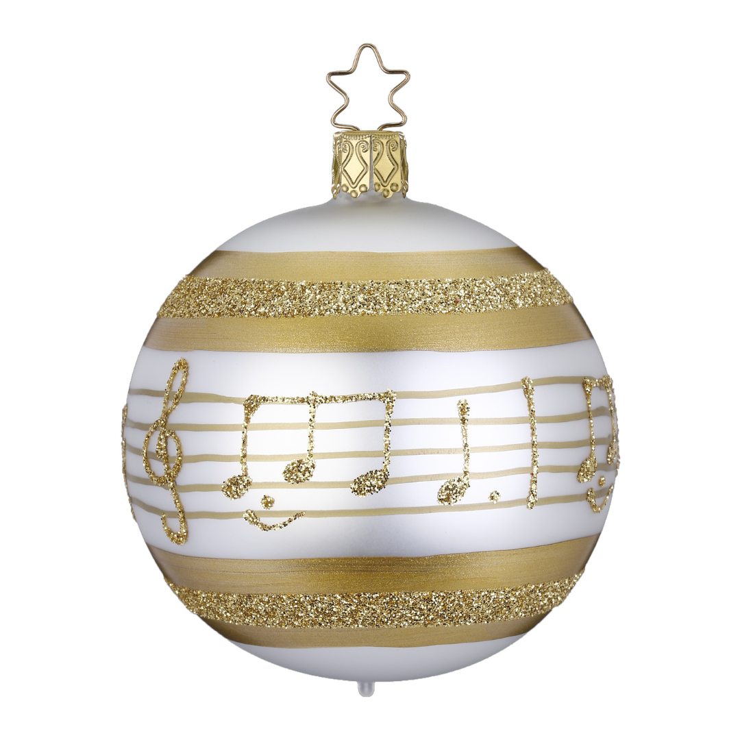 Christmas Melody Ball, matte white by Inge Glas of Germany