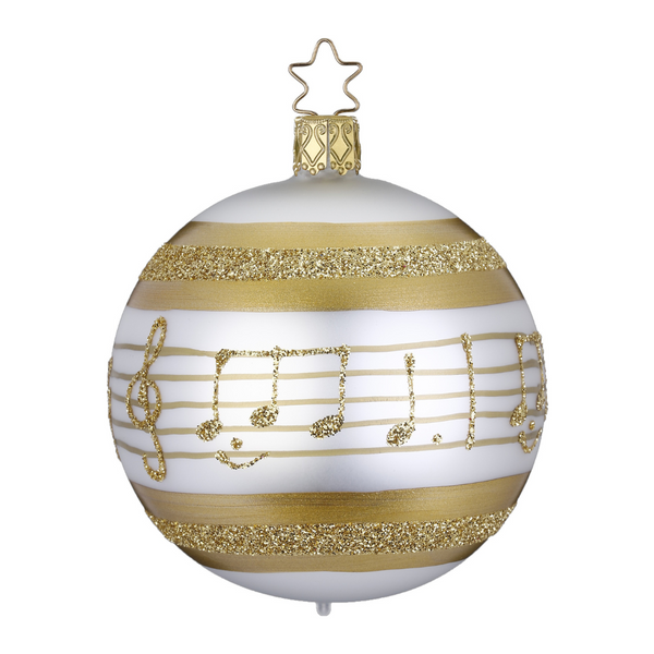 Christmas Melody Ball, matte white by Inge Glas of Germany