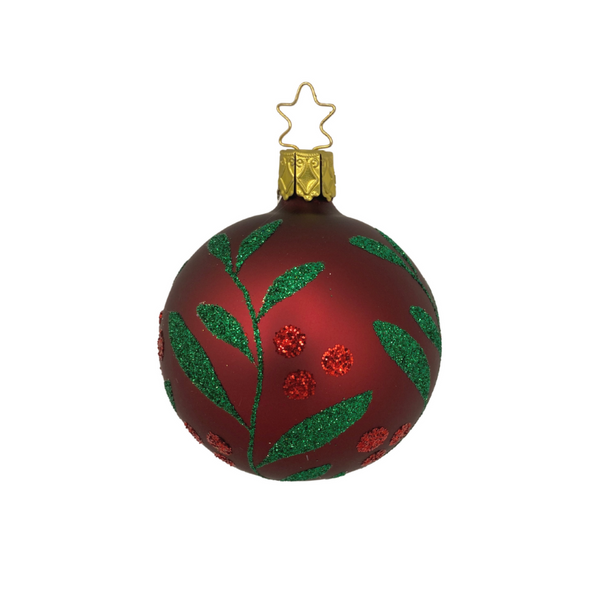 Christmas Leaf Ball, barolo matte, small by Inge Glas of Germany