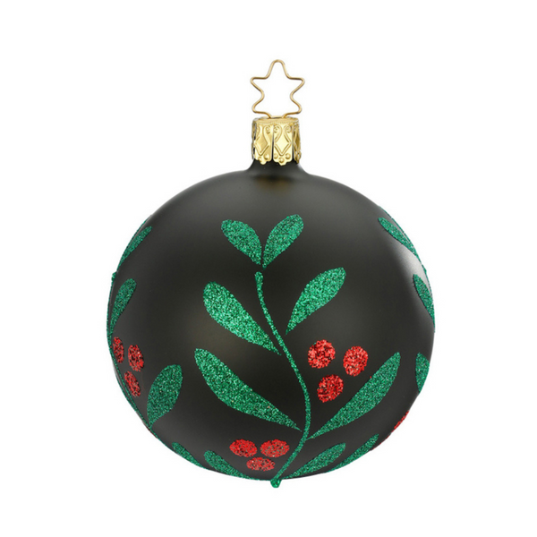 Christmas Leaf Ball, black matte by Inge Glas of Germany