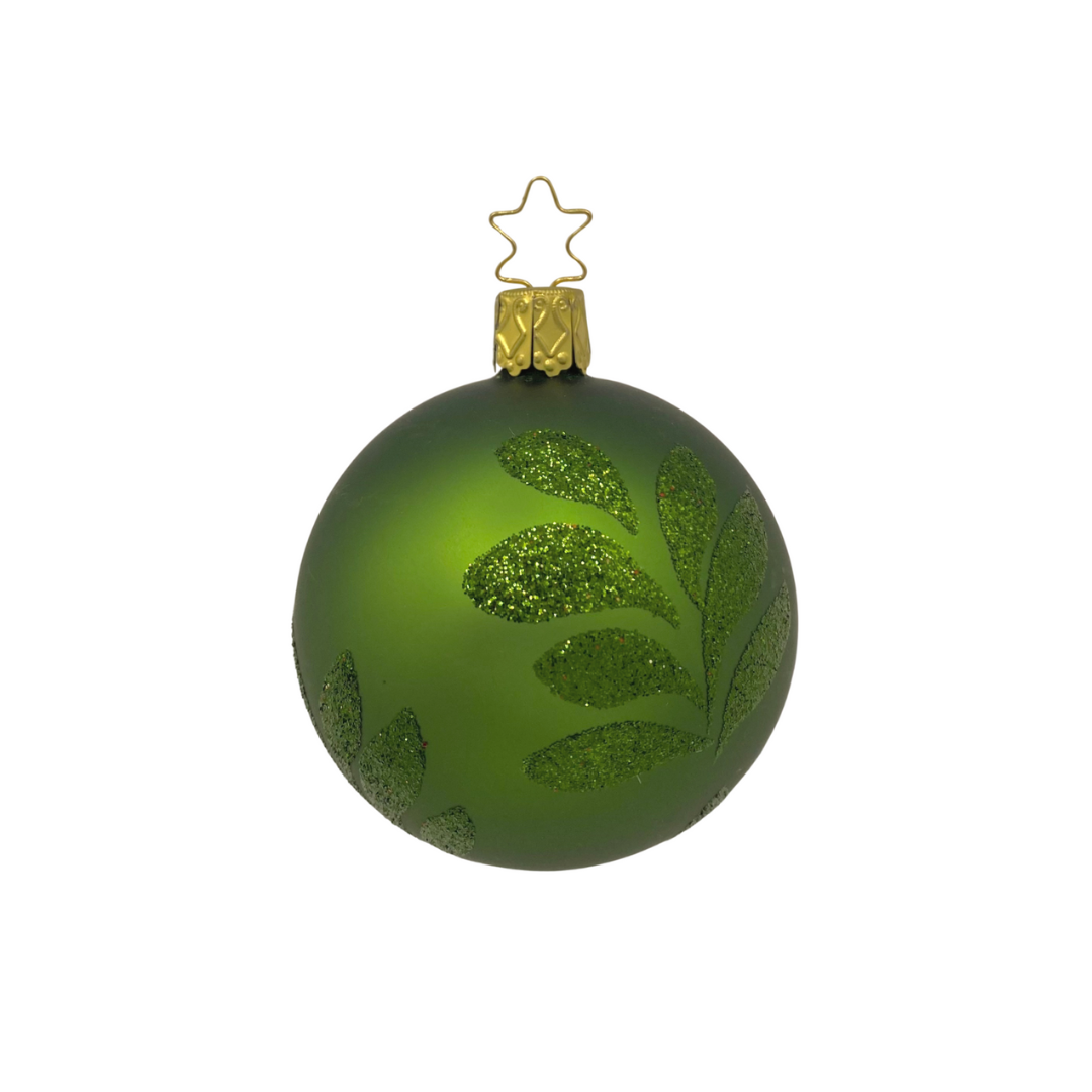 Magic Leaf Ball, fir green matte, 6cm by Inge Glas of Germany