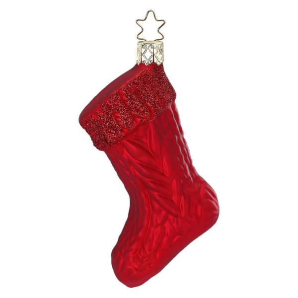 red matte Christmas Stocking by Inge Glas of Germany