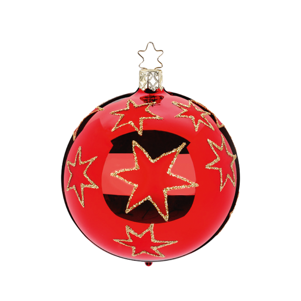 Stars of Christmas Ball, red shiny by Inge Glas of Germany