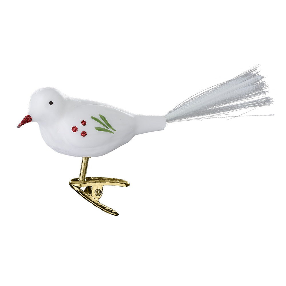 Lovely Bird Ornament, Porcelain White Matte by Inge Glas of Germany