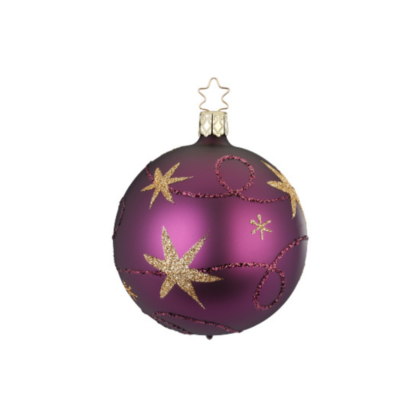 Star Ribbon Ornament, Grape Matte, Small by Inge Glas of Germany