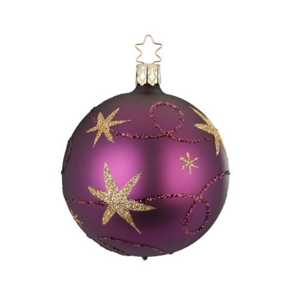 Star Ribbon Ornament, Grape Matte by Inge Glas of Germany