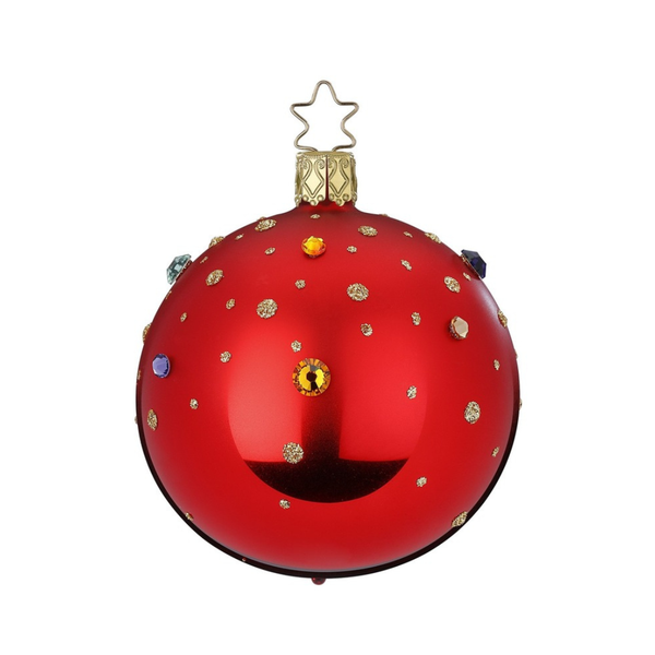 Sparkling Feast Ornament, Red Shiny by Inge Glas of Germany