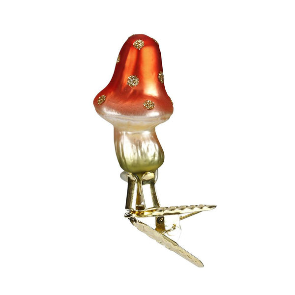 Tall Orange Hatter Mushroom Ornament by Inge Glas of Germany