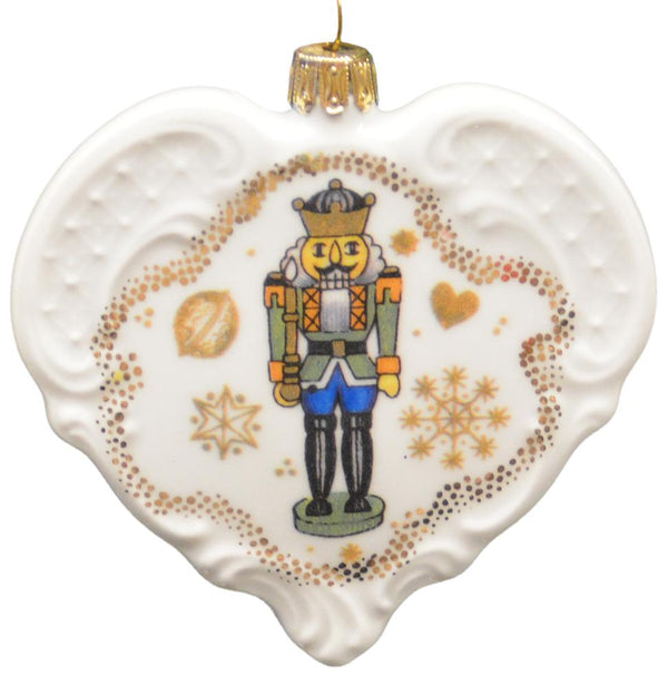 Nutcracker Heart with Dots Ornament, yellow by Lindner Porcelain