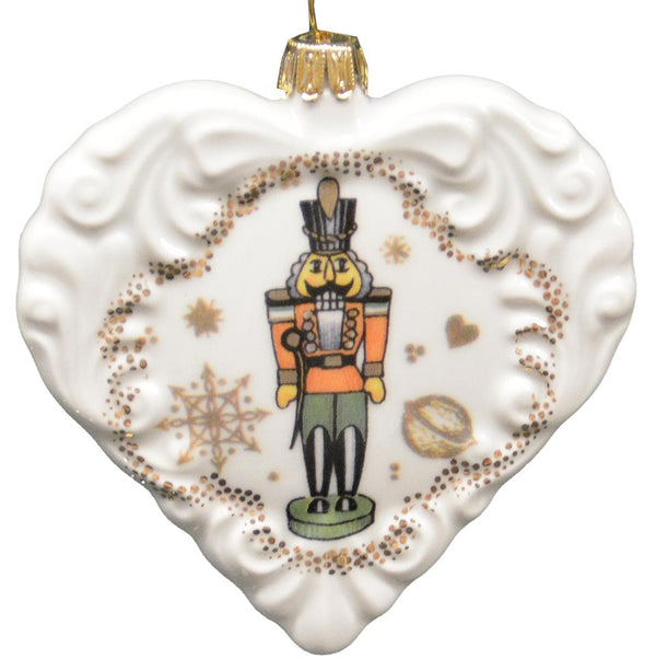 Nutcracker Heart with Swirls, Yellow Ornament by Lindner Porcelain