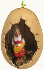 Paper Mache Egg with Mrs. Bunny