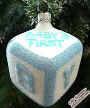 Baby's 1st block, glittered, white and blue by Old German Christmas
