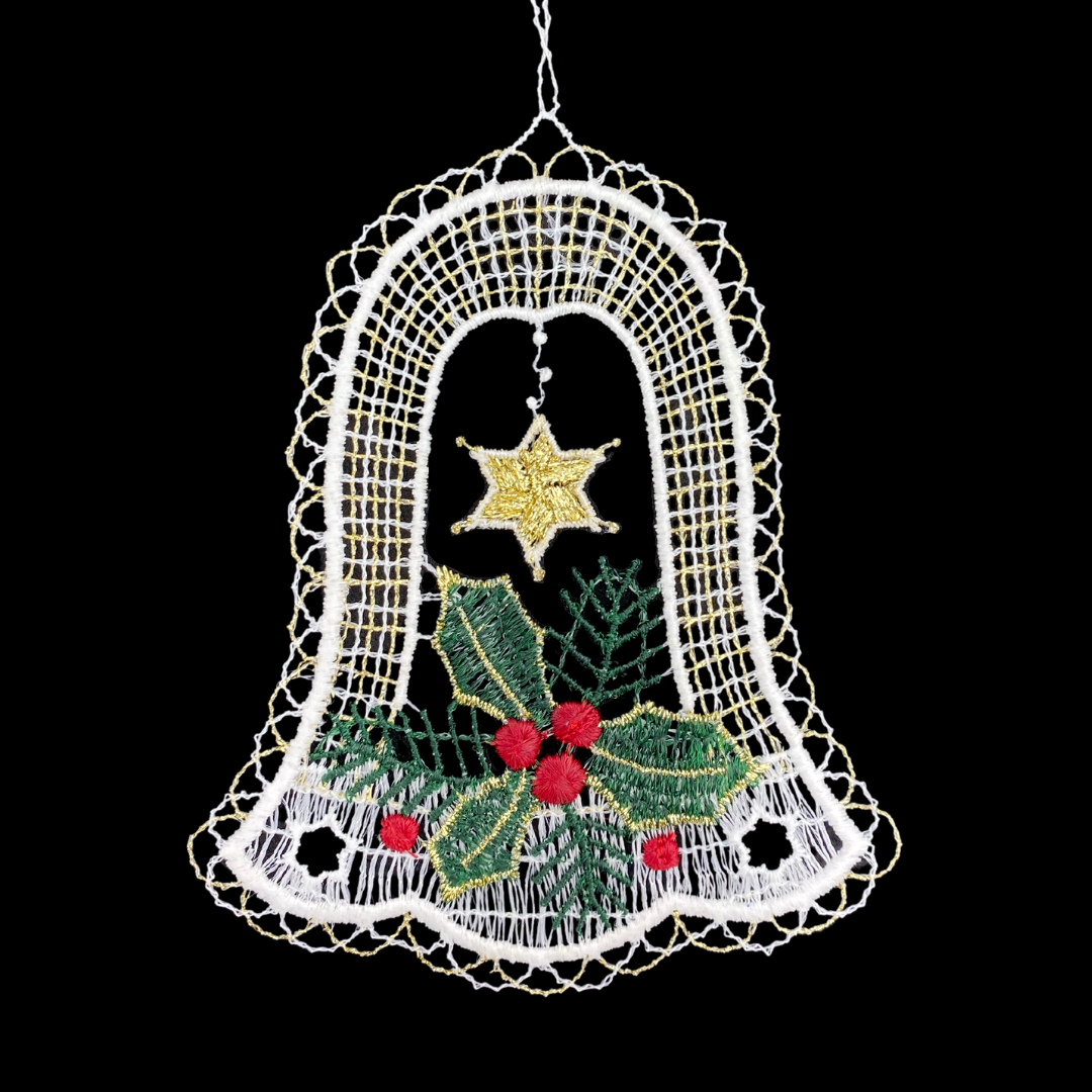 Lace Colored Bell with Holly Ornament by StiVoTex Vogel