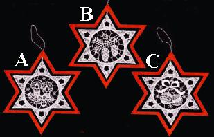 Red Wood Star with Lace Ornament  by StiVoTex Vogel