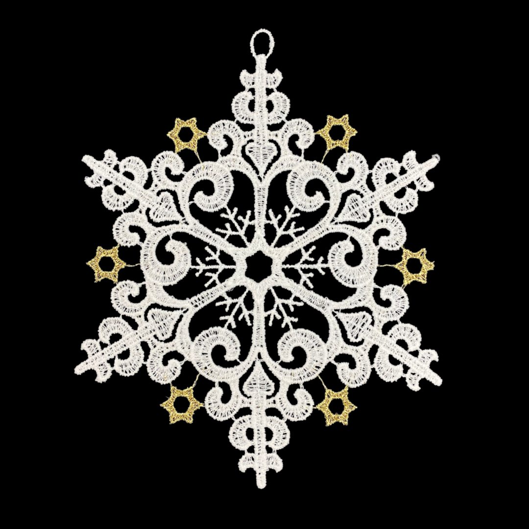 Lace Snowflake with Gold Stars Ornament by StiVoTex Vogel