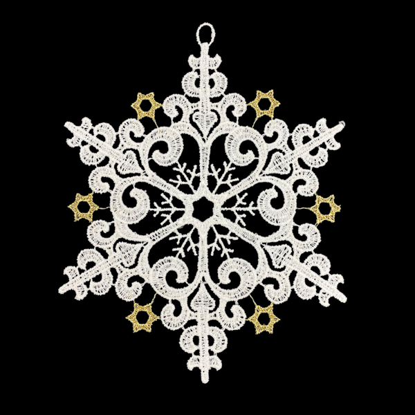Lace Snowflake with Gold Stars Ornament by StiVoTex Vogel