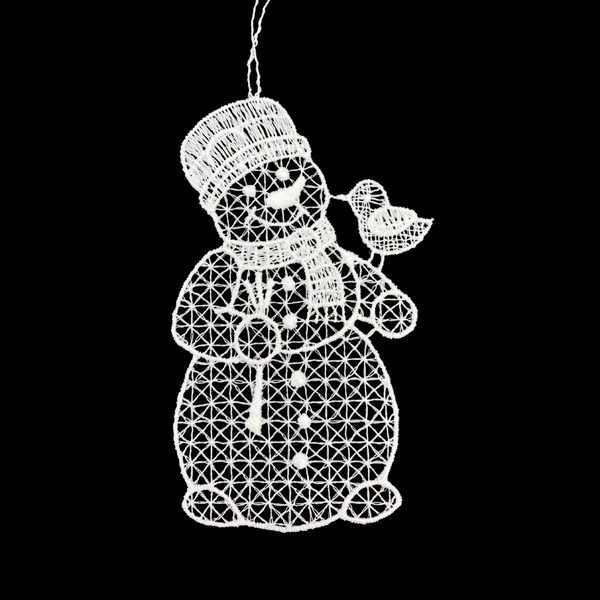 Lace Snowman with Bird Ornament by StiVoTex Vogel