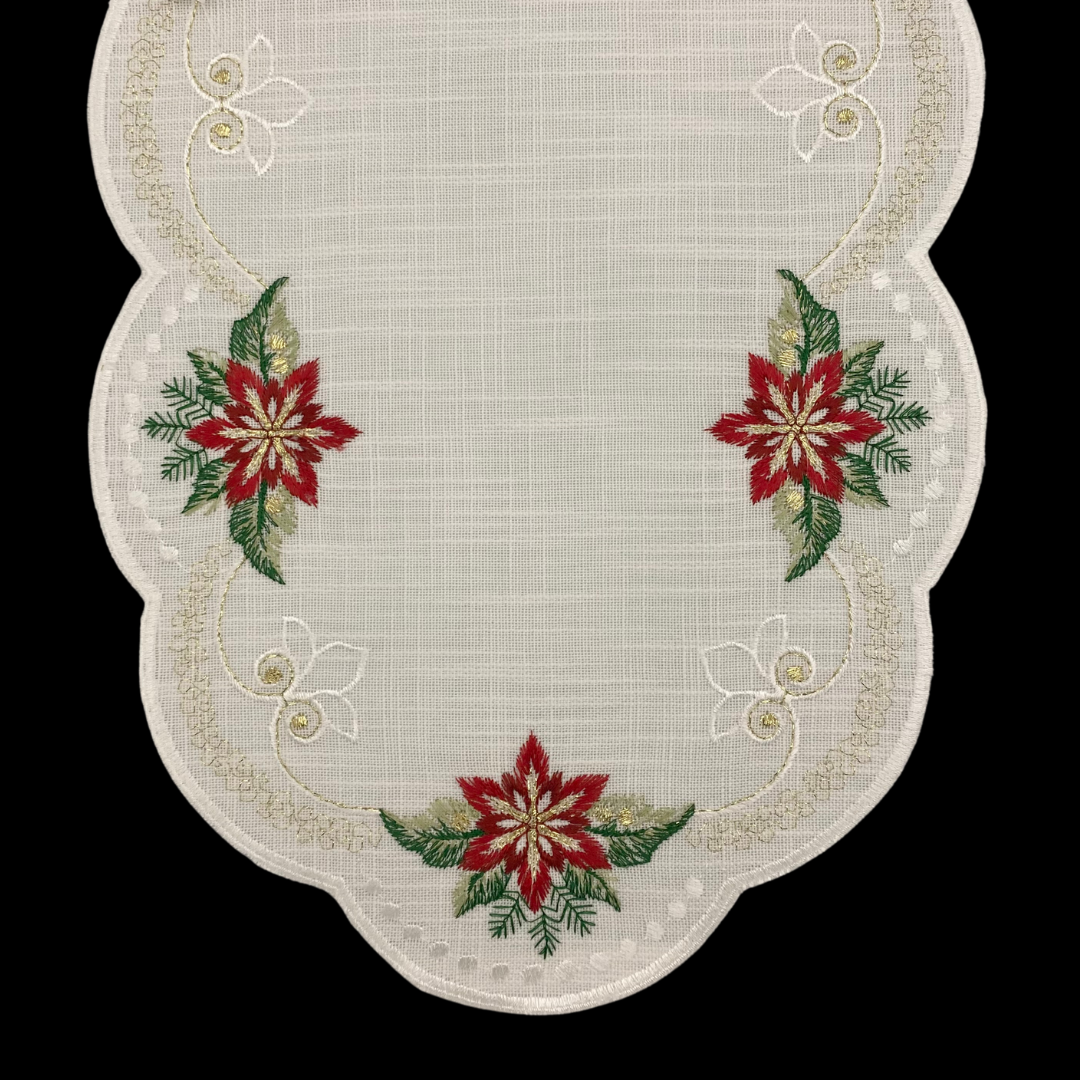 Christmas Flower Oval Lace Centerpiece by StiVoTex Vogel 28x110 cm