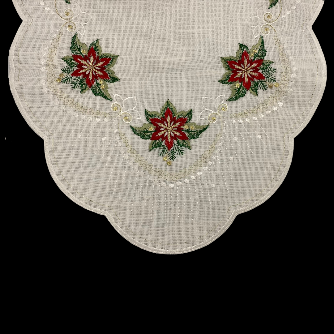 Christmas Flower Oval Lace Table Runner by StiVoTex Vogel 40x90 cm