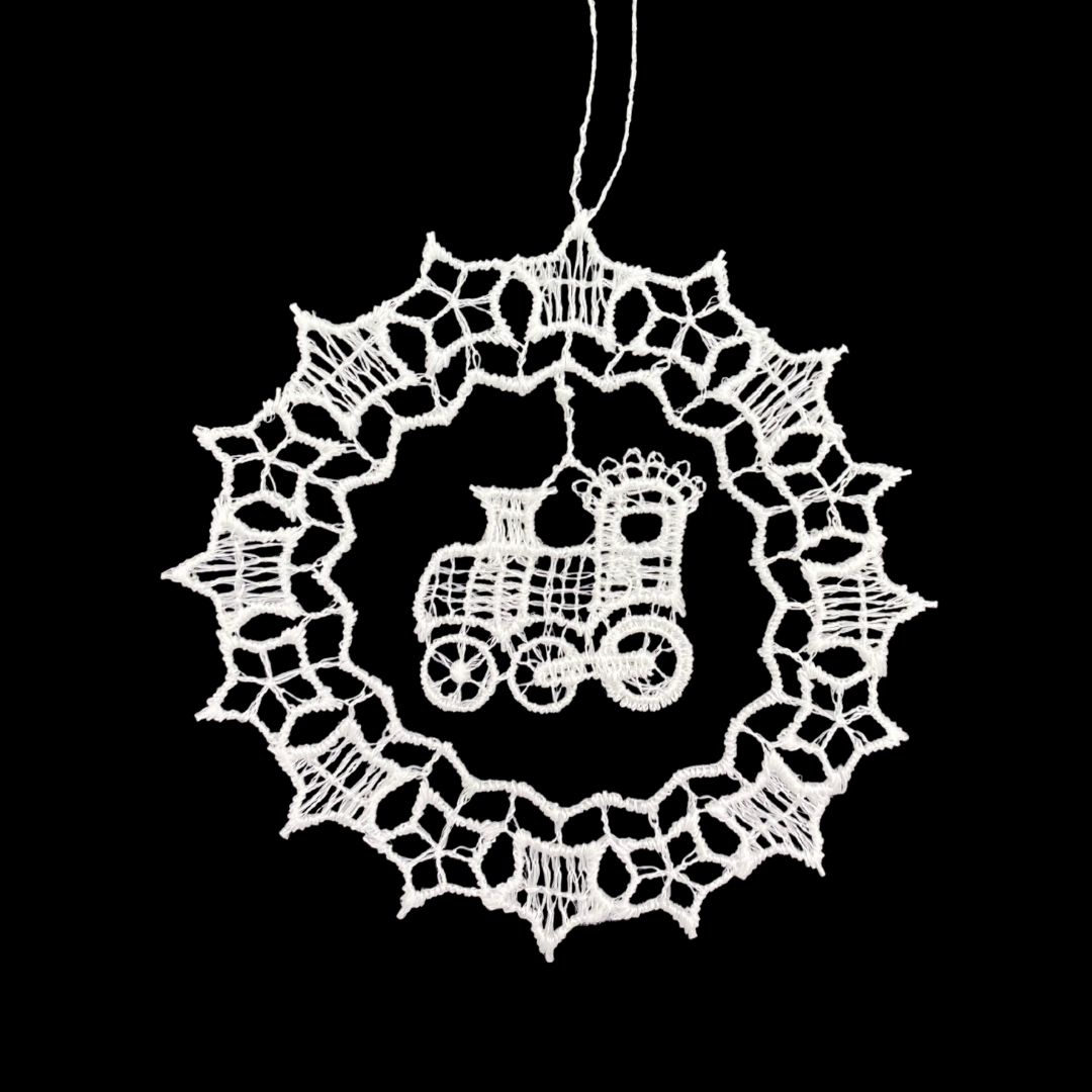 Lace Snowflake with Train Dangle Ornament by StiVoTex Vogel