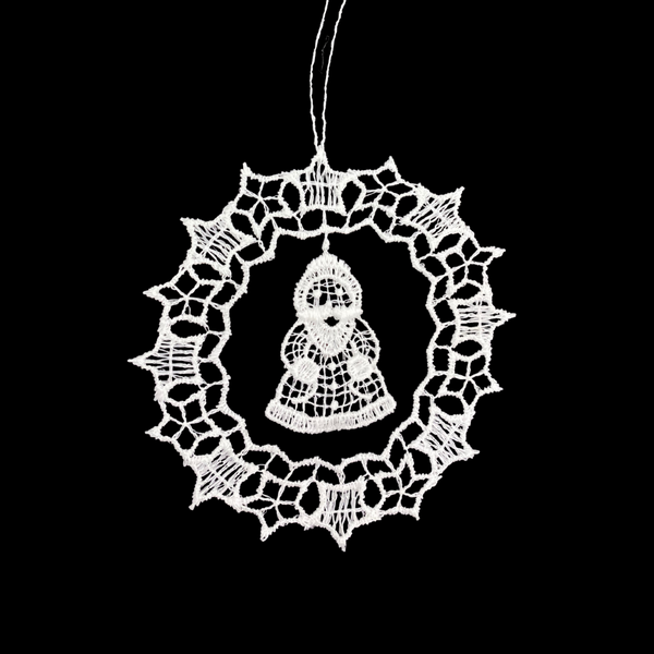 Lace Snowflake with Santa Dangle Ornament by Stickservice Patrick Vogel