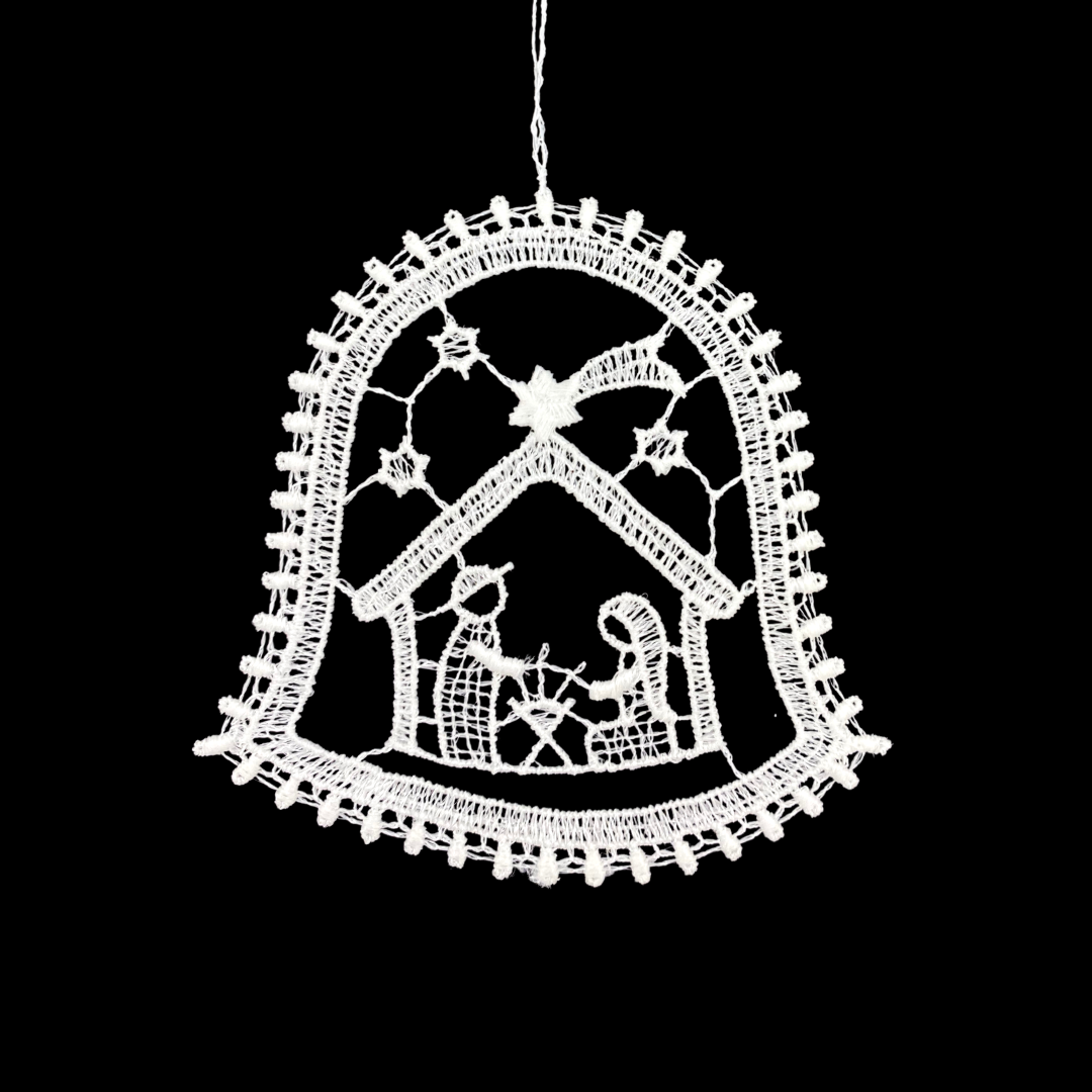 Lace Nativity in Bell Ornament by StiVoTex Vogel