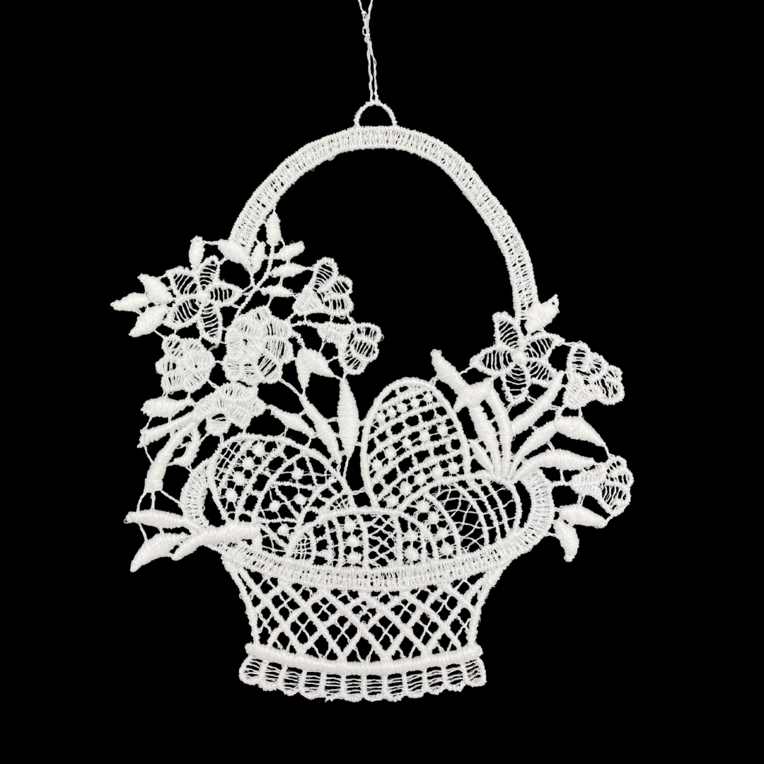 Lace Eggs in Basket Ornament by StiVoTex Vogel