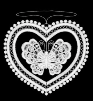 Lace Butterfly One in Heart Ornament by StiVoTex Vogel