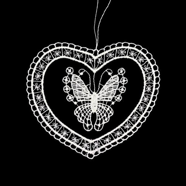 Lace Butterfly Two in Heart Ornament by StiVoTex Vogel