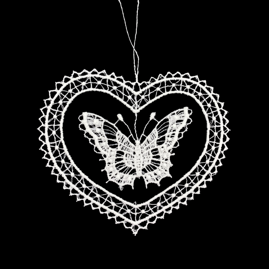 Lace Butterfly Three in Heart Ornament by StiVoTex Vogel
