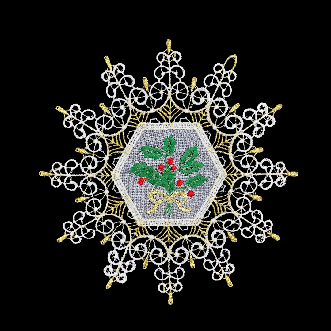 Lace Holly in Snowflake Large Lace Ornament by StiVoTex Vogel