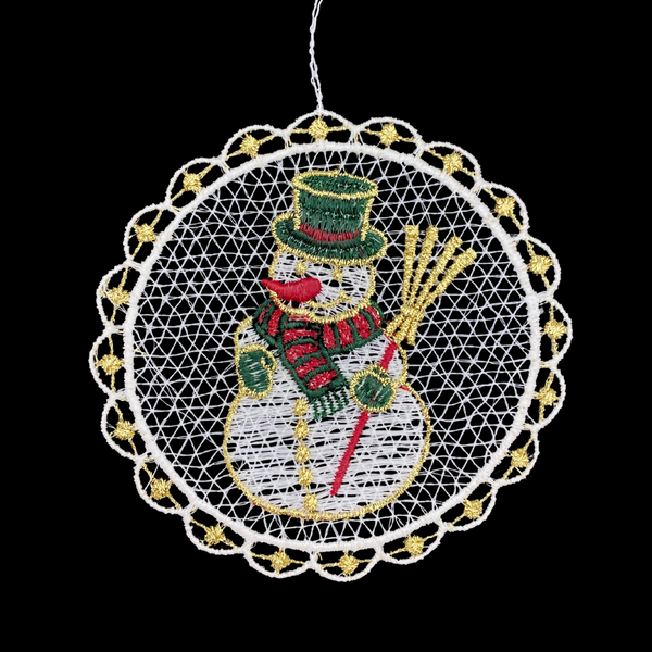 Lace Ball with Snowman Ornament by StiVoTex Vogel