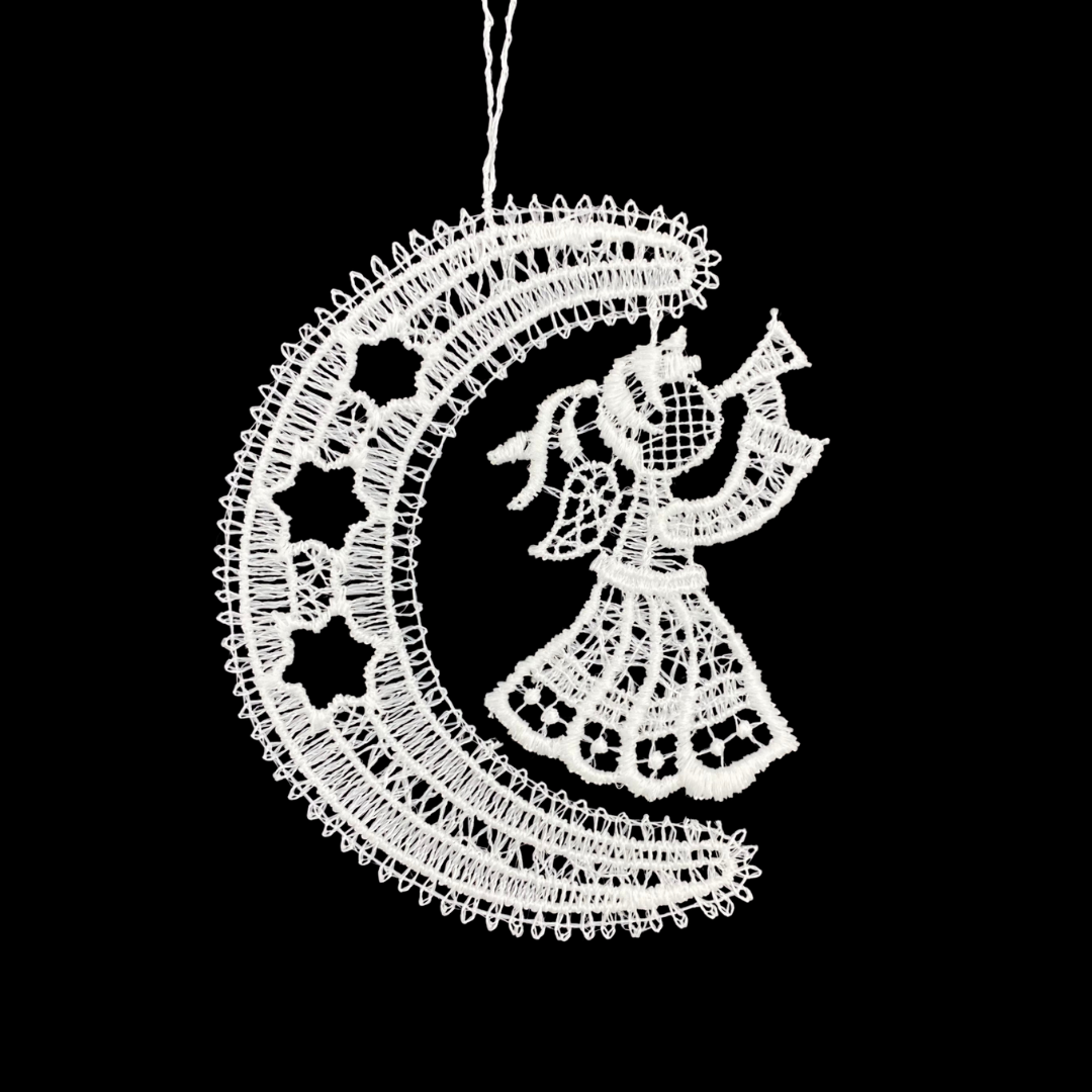 Moon with Angel Lace Ornament by StiVoTex Vogel