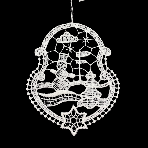 Lace Framed Snowman Ornament by StiVoTex Vogel