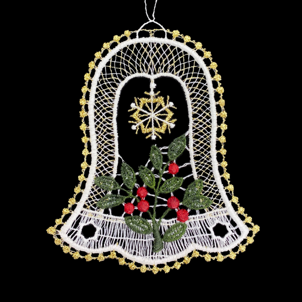 Lace Bell with Mistletoe in Color Ornament by StiVoTex Vogel