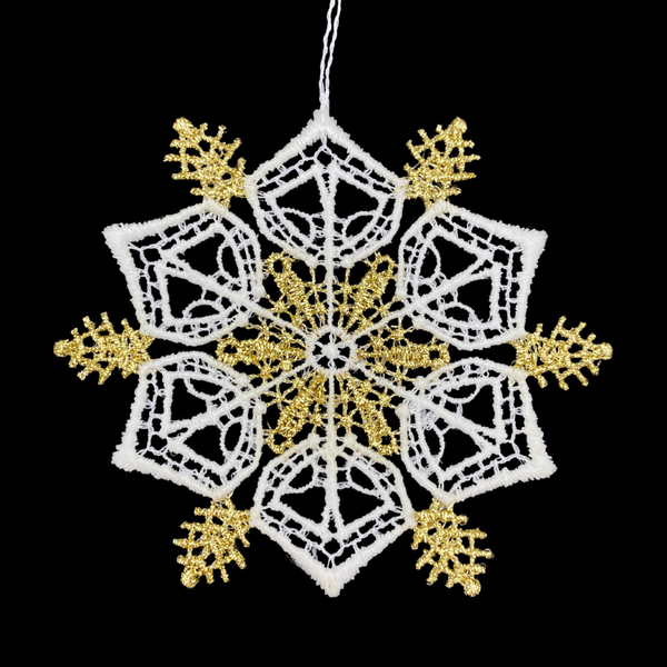 Gold and White Snowstar Lace Ornament by StiVoTex Vogel