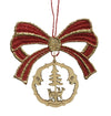 Red Lace Bow with Wood Dangle Ornament by Lenk and Sohn