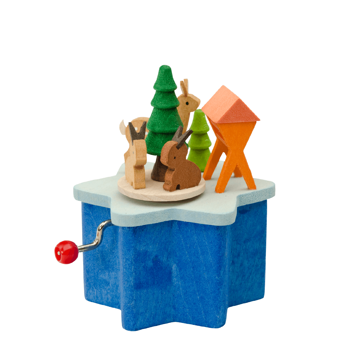 Forest Animals, Crank Music Box by Graupner Holzminiaturen