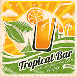 Tropical Beach Bar Cocktail Size Paper Napkins
