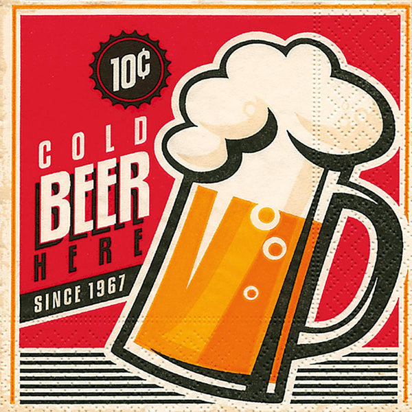 "Cold Beer" Cocktail Size Paper Napkins