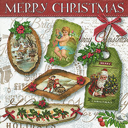 Christmas Labels Luncheon Size Paper Napkins by Made by Paper and Design GmbH