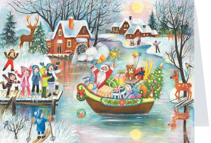 Santa Boat Advent Calendar Card by Richard Sellmer Verlag