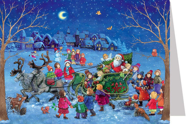 Santa and Sleigh Advent Calendar Card by Richard Sellmer Verlag