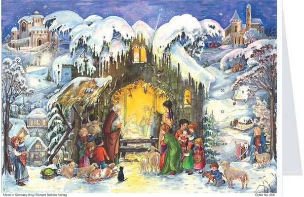 Snowy Nativity Advent Calendar Card by Richard Sellmer Verlag