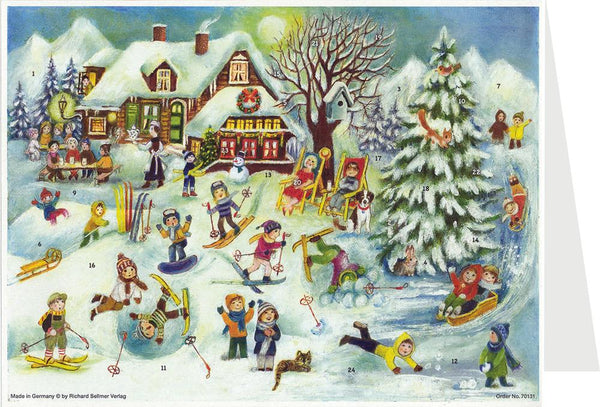 Ski Lodge Advent Calendar Card by Richard Sellmer Verlag