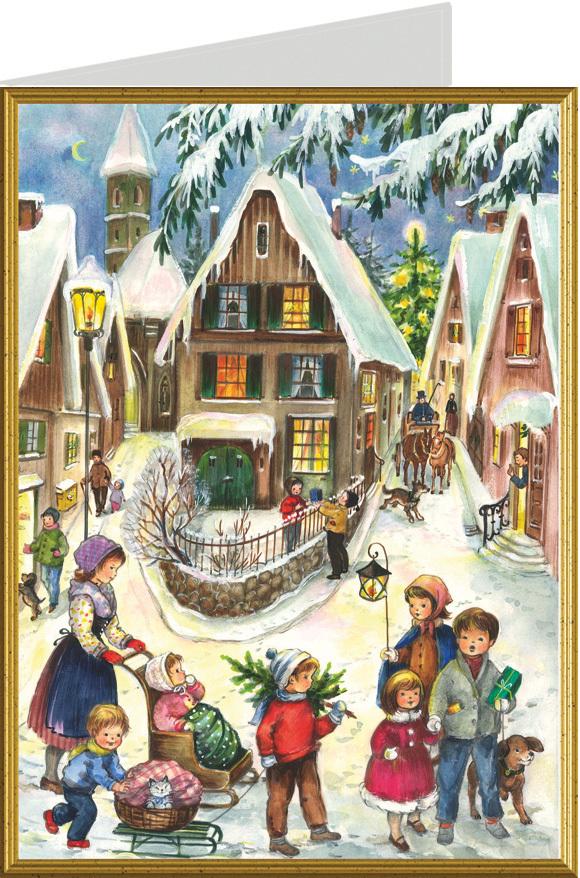 Snowy Old Village Card by Richard Sellmer Verlag